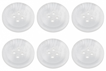 Pack of 6 White Mock Horn Buttons 20mm