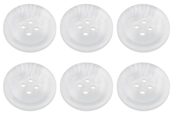 Pack of 6 White Mock Horn Buttons 20mm