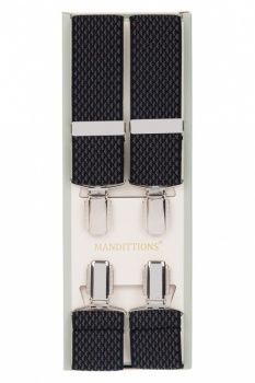 Patterned Trouser Braces – Black and Grey