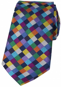 Posh and Dandy Multi Coloured Silk Tie with Small Squares