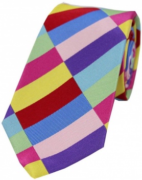 Posh and Dandy Multicoloured Rectangle Pattern Silk Tie