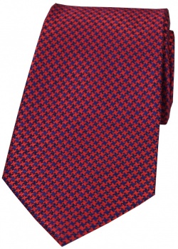 Red and Navy Blue Dogtooth Silk Tie