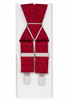 Red Trouser Braces with Blue Polka Dots