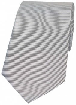 Silver Horizontal Ribbed Polyester Tie