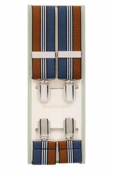 Tan Brown and Blue Striped Trouser Braces