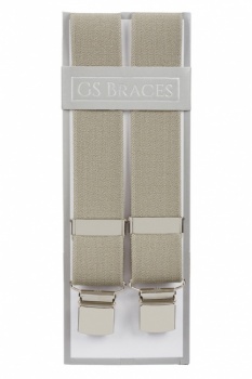 Outlet Non pristine Plain Taupe Trouser Braces With Large Clips