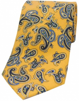 Vintage Paisley Design Mustard Silk Tie