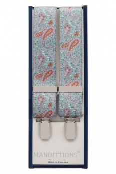 Willow Green and Orange Paisley Trouser Braces