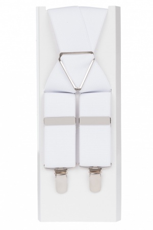 White Trouser Braces 4 Clips