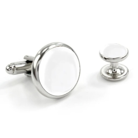 White Insert Dress Stud and Cufflink Set