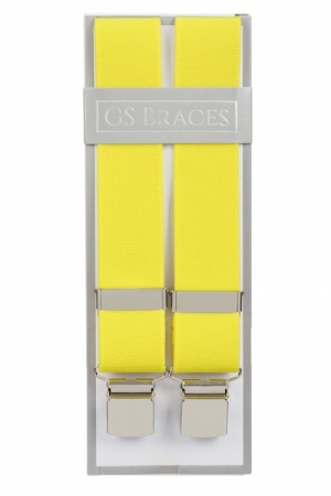 Outlet Non Pristine Plain Yellow Trouser Braces With Large Clips