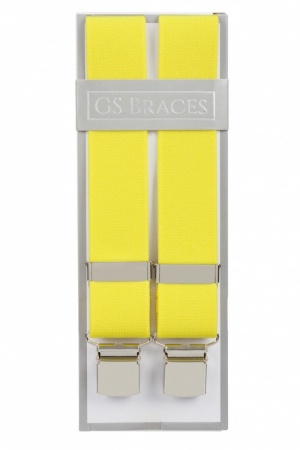 Plain Yellow Trouser Braces With Large Clips